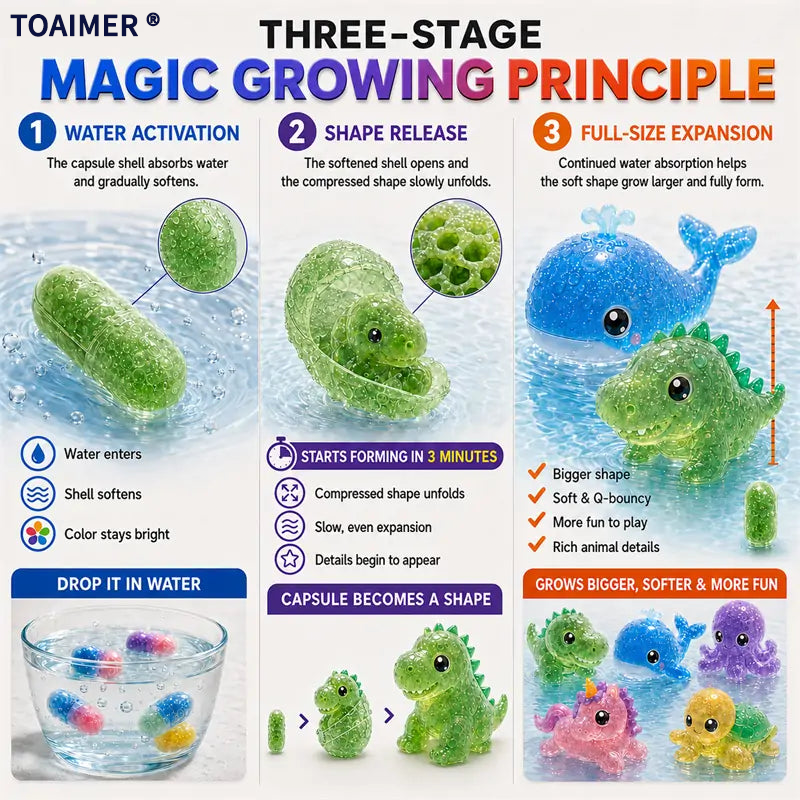 🔥Save 50% Today丨Toaimer® Magic Growing Animal Capsules – Watch Hidden Animals Come to Life in Water 💧