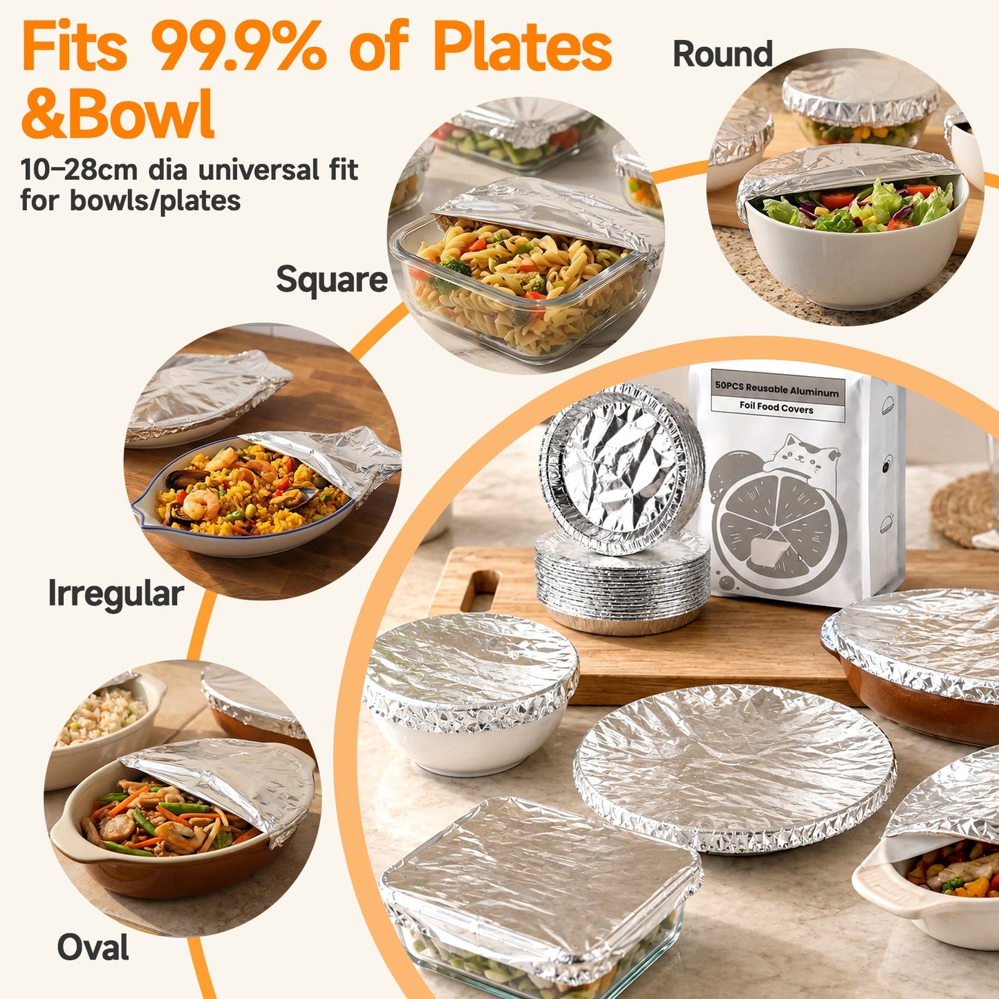 ✨SVOZK® Reusable Elastic Foil Food Covers – Keep Food Fresh, Warm & Protected 🍽️