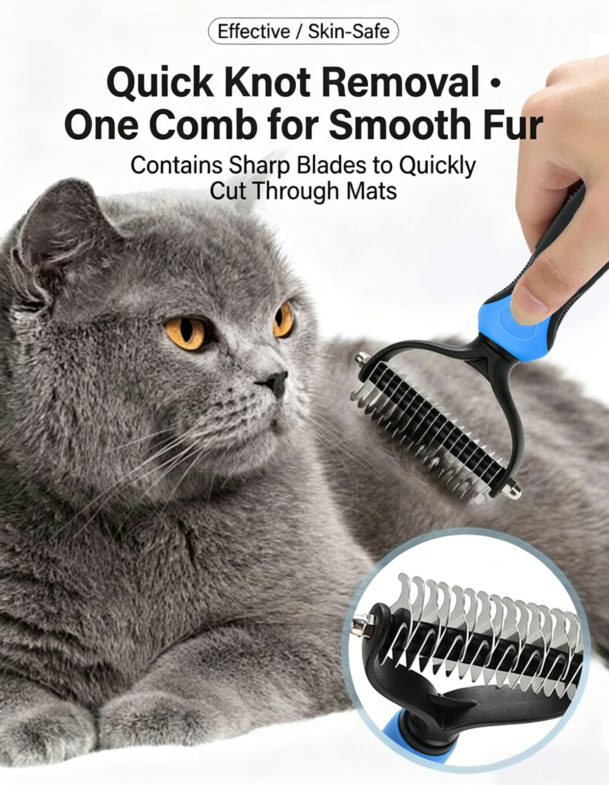 Limited-Time Offer | 🐶🐱Billhol® Double-Sided Pet Grooming Comb – Gentle Detangling & Shedding Tool for Dogs & Cats