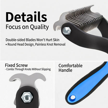 Limited-Time Offer | 🐶🐱Billhol® Double-Sided Pet Grooming Comb – Gentle Detangling & Shedding Tool for Dogs & Cats
