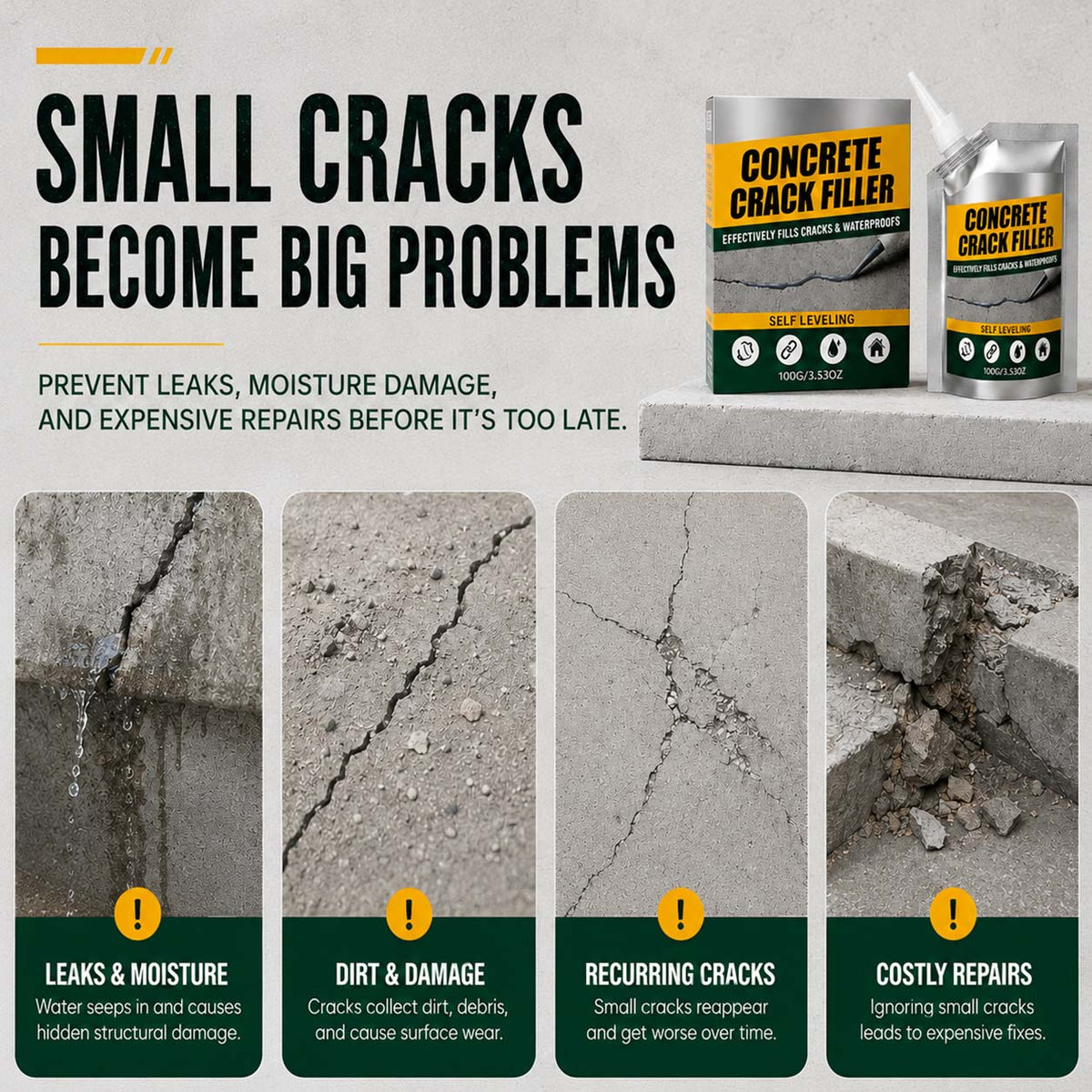 🔥 50% OFF | SVOZK® Waterproof Concrete Crack Filler & Sealant 🛠️