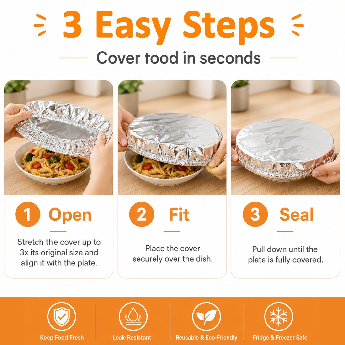 ✨SVOZK® Reusable Elastic Foil Food Covers – Keep Food Fresh, Warm & Protected 🍽️