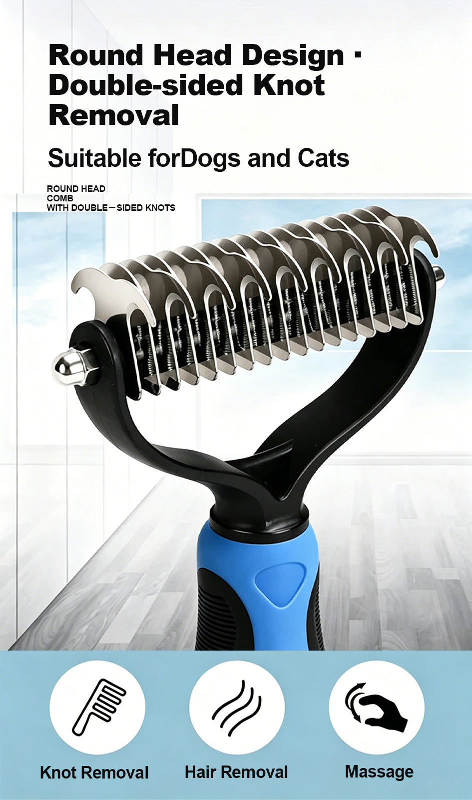 Limited-Time Offer | 🐶🐱Billhol® Double-Sided Pet Grooming Comb – Gentle Detangling & Shedding Tool for Dogs & Cats