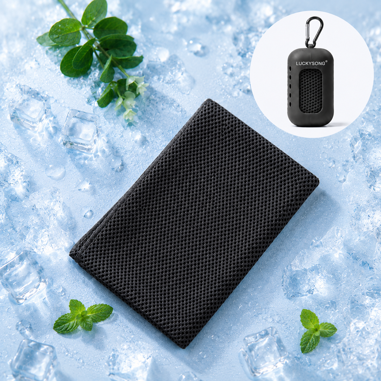 LUCKYSONG® CoolFlex Pro Cooling Towel Kit — Upgraded cooling comfort with a soft ventilated silicone case, made for workouts, travel, hiking, and hot weather.