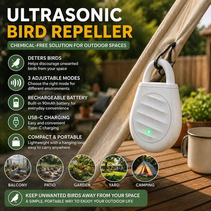 🐦Portable Ultrasonic Bird Repeller – Compact & Rechargeable