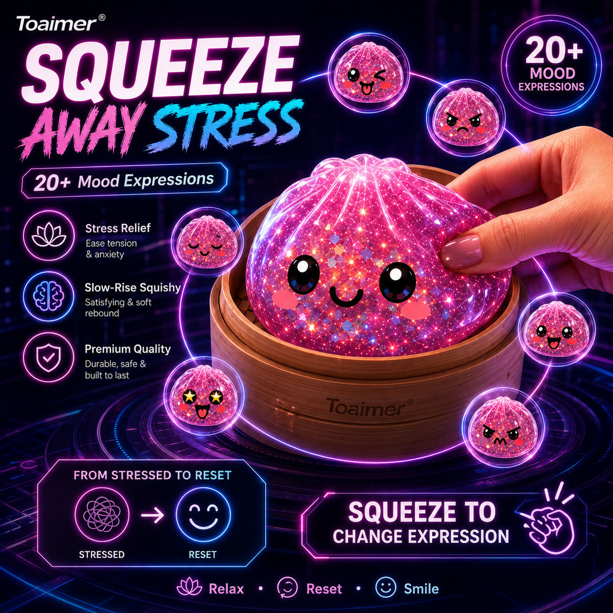 🚨 LAST DAY TO SAVE 50%！丨Toaimer ® Magic Face-Changing Dumpling Squishy🥟