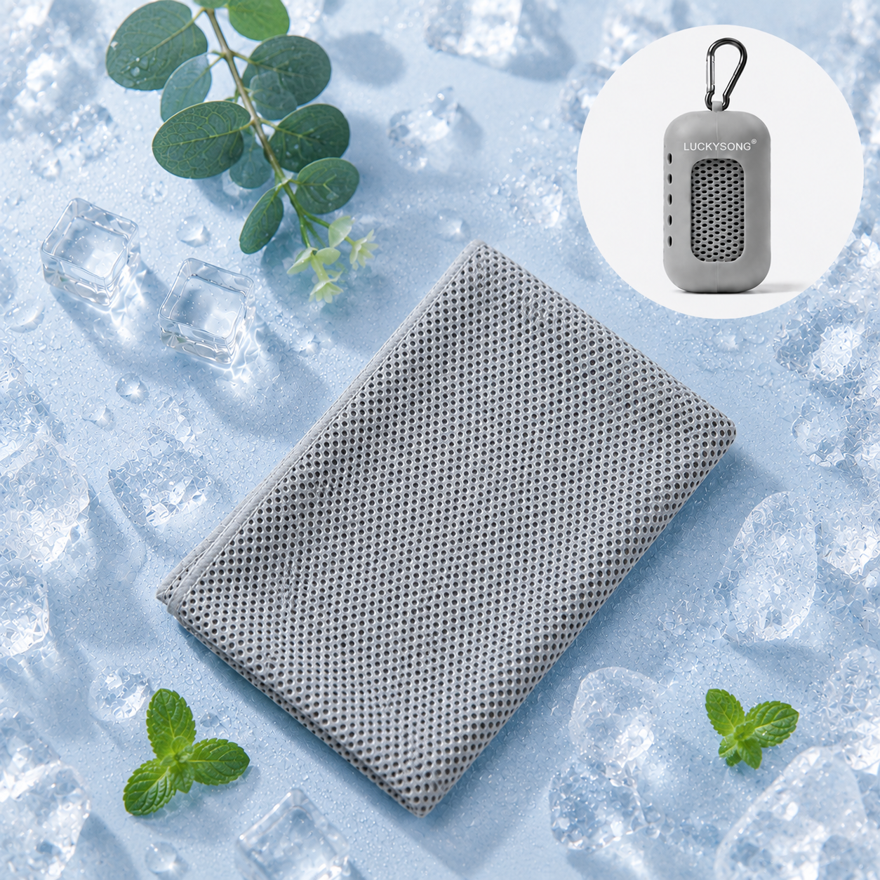 LUCKYSONG® CoolFlex Pro Cooling Towel Kit — Upgraded cooling comfort with a soft ventilated silicone case, made for workouts, travel, hiking, and hot weather.