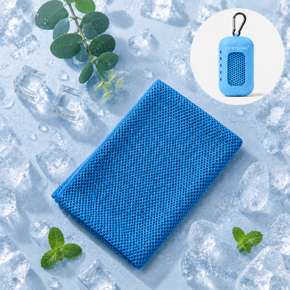 LUCKYSONG® CoolFlex Pro Cooling Towel Kit — Upgraded cooling comfort with a soft ventilated silicone case, made for workouts, travel, hiking, and hot weather.
