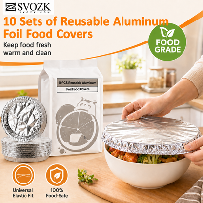 SVOZK® 🍽️ Reusable Elastic Foil Food Covers — Keep Leftovers Fresh, Cover Bowls & Plates in Seconds 🥗
