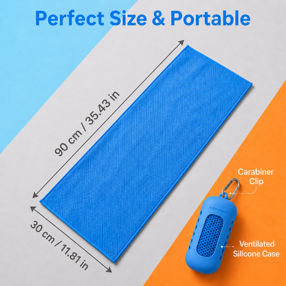 LUCKYSONG® CoolFlex Pro Cooling Towel Kit — Upgraded cooling comfort with a soft ventilated silicone case, made for workouts, travel, hiking, and hot weather.
